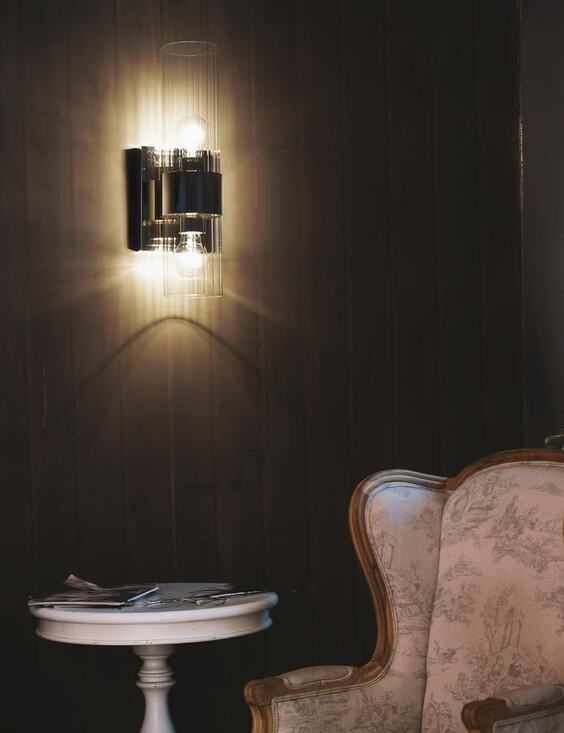 Unbranded Other - 2-Light Polished Nickel Bathroom Vanity Light Clear Ribbed Glass Sconce